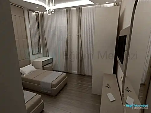 3D Max Kursu - 3D Max Eğitimi Otel Odası Çizimi